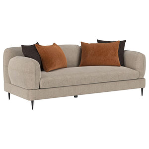 Jade - Chenille Upholstered Modern Track Arm Sofa Beige
