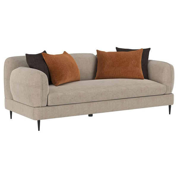 Jade - Chenille Upholstered Modern Track Arm Sofa Beige