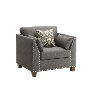Laurissa - Chair With 3 Pillows - Light Charcoal Linen