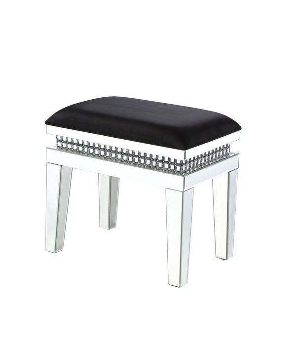 Lotus - Vanity Stool - Mirrored, Faux Ice Cube Crystals