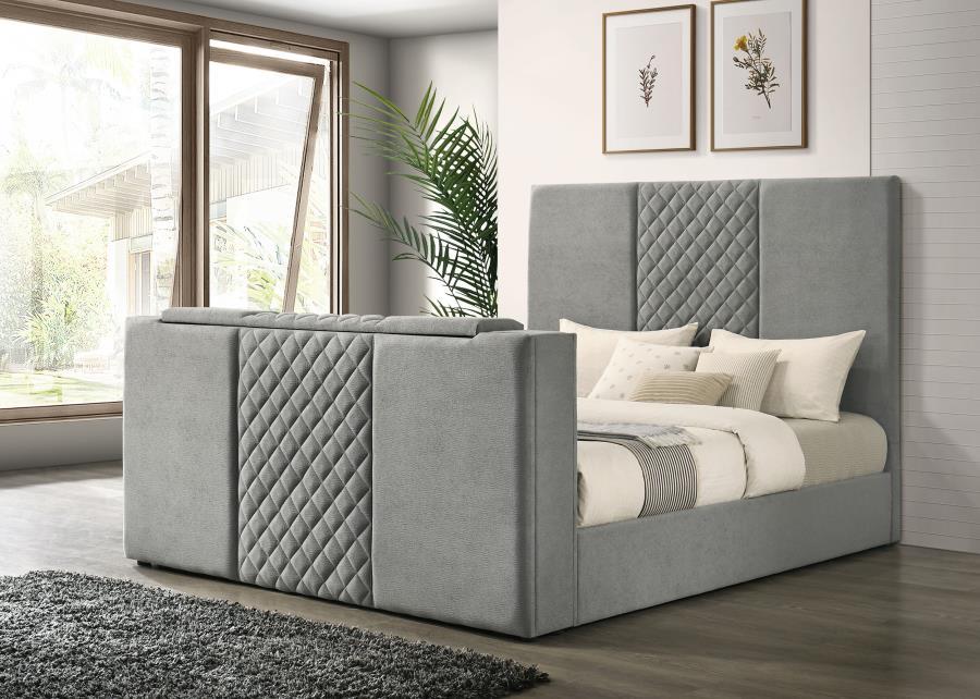 Tara - Upholstered Panel TV Bed Gray