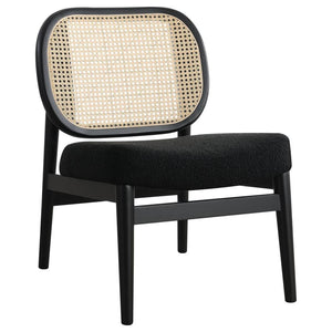 Rayo - Rattan Cane Back Accent Chair With Padded Seat Black