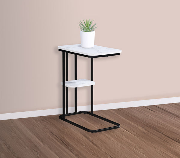 Ida - Faux Marble Chairside Table - Black / White