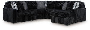 Midnight-Madness - Sectional Black 6 Pc. Right Arm Facing Corner Chaise Sectional