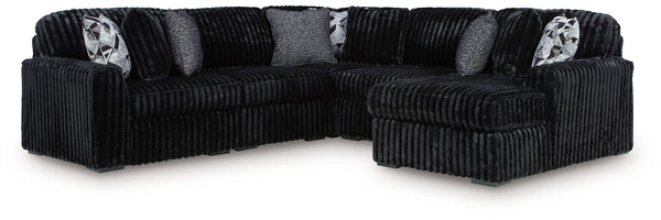 Midnight-Madness - Sectional Black 6 Pc. Right Arm Facing Corner Chaise Sectional