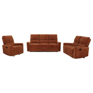 Navarro - Upholstered Reclining Sofa Set Orange 3 Pc. Sofa, Loveseat, Recliner