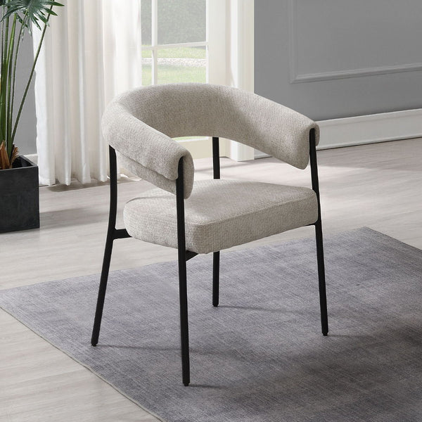 Jirina - Chenille Arm Chair (Set of 2) - Beige & Black