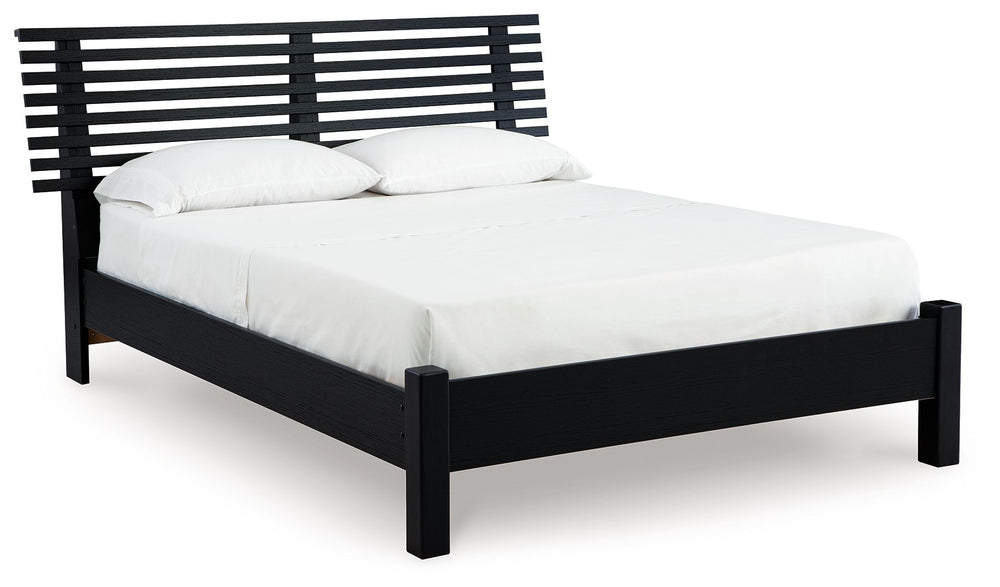 Danziar - Slat Panel Bed With Low Footboard Black