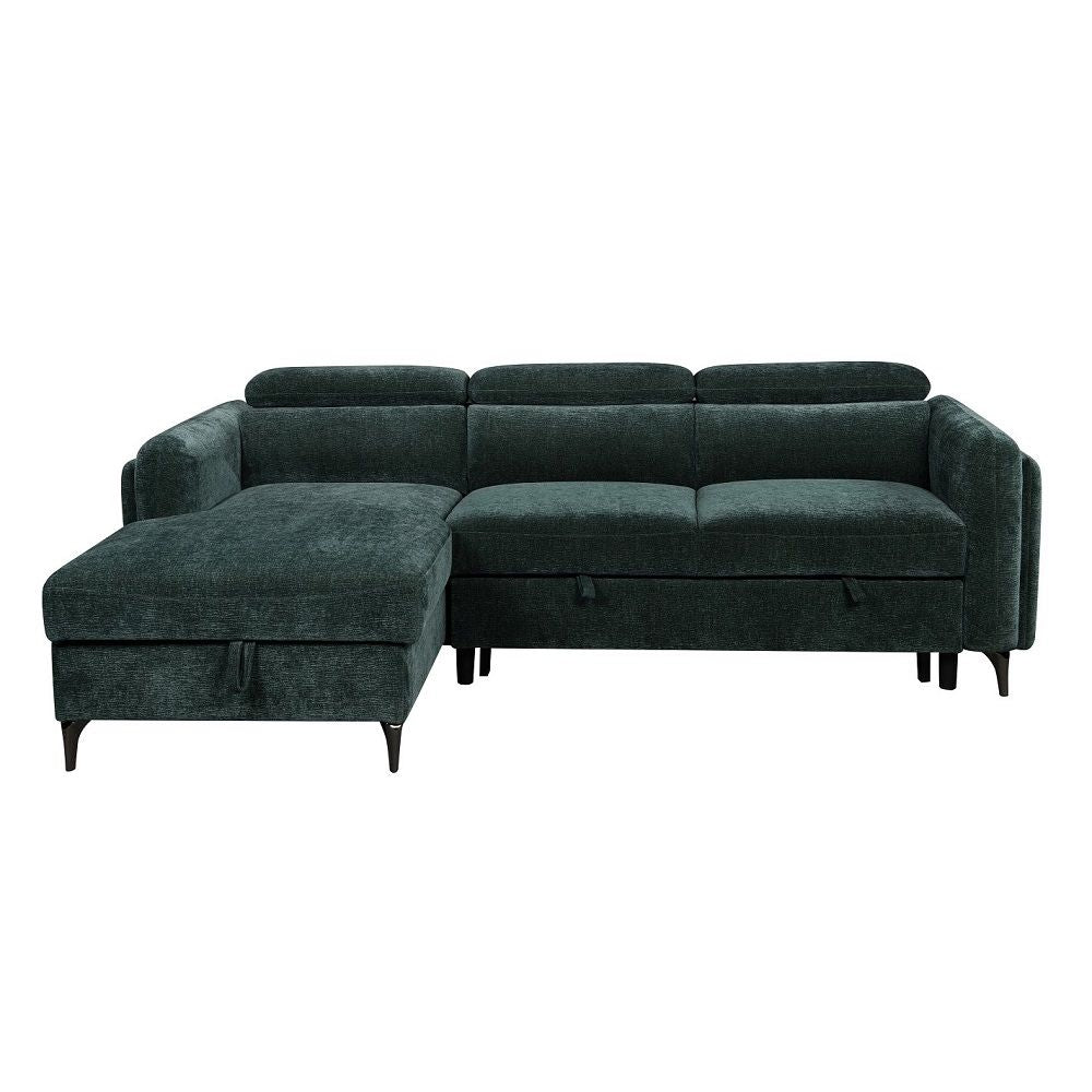 Zadok - Sectional Sofa With Sleeper & Storage - Green