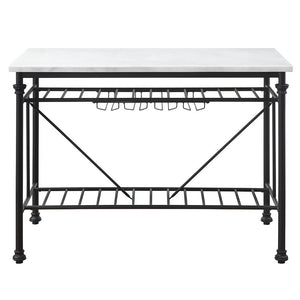 Mera - Kitchen Island - White Marble Top & Gray