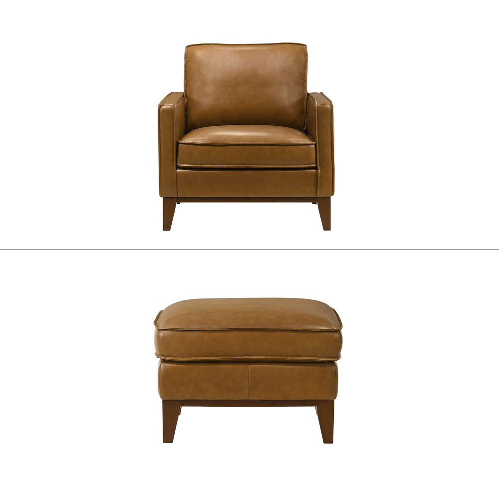 Caspar - Chair & Ottoman - Caramel
