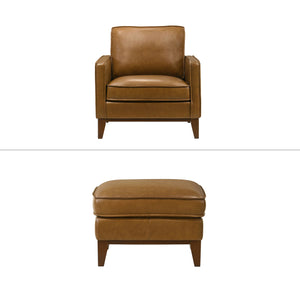 Caspar - Chair & Ottoman - Caramel