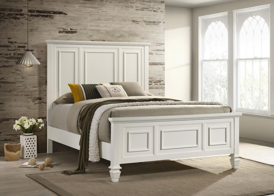 Sandy Beach - Panel Bed with High Headboard White Queen