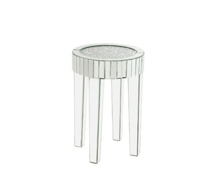 Noralie - 16" Round End Table - Mirrored & Faux Diamonds