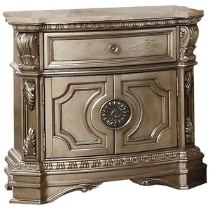 Northville - Nightstand Antique Silver Marble Top