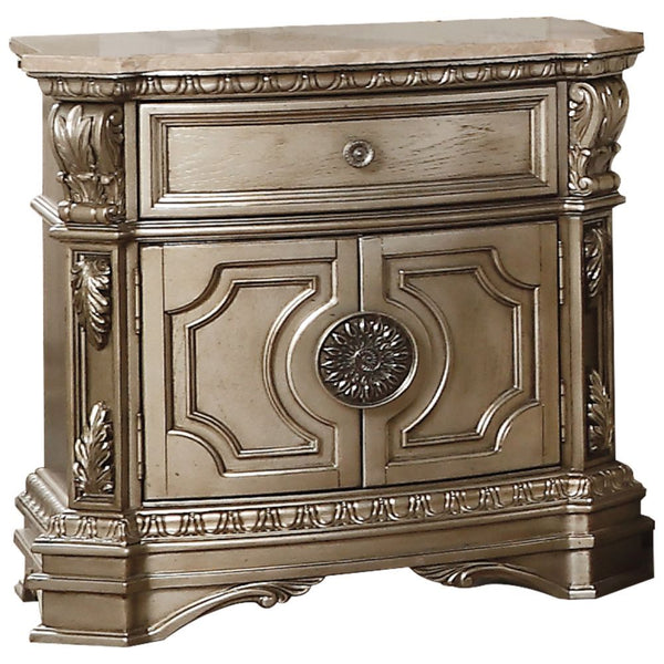 Northville - Nightstand Antique Silver Marble Top