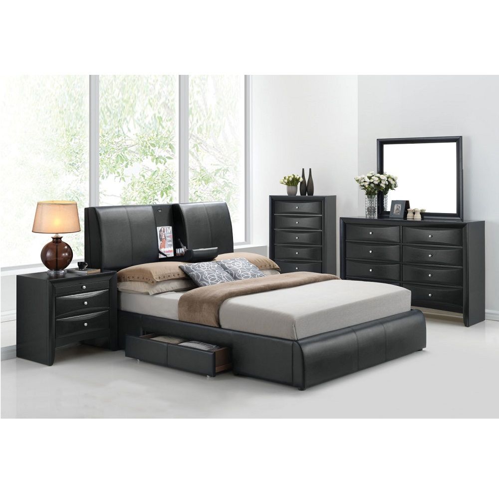 Kofi - Bed w/Storage Black