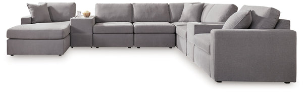 Modmax - Granite - Sectional Gray 8 Pc. Sectional With Laf Corner Chaise And Storage Consoles