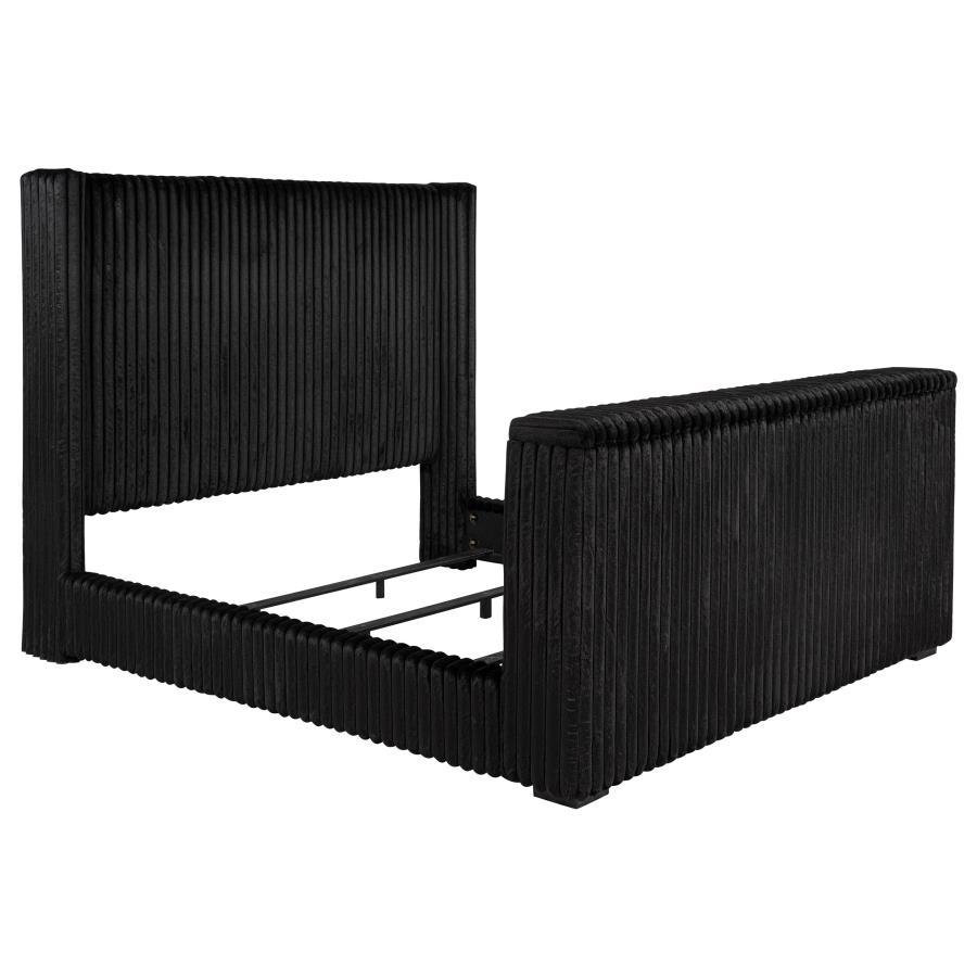 Centergrove - Upholstered Wingback TV Bed Black
