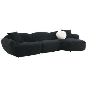 Lucifer - Sectional Sofa With 3 Pillows - Black Shimmer Chenille