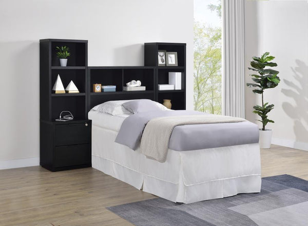 Westpark - 3 Piece Bedroom Set Bookcase Headboard Black Twin