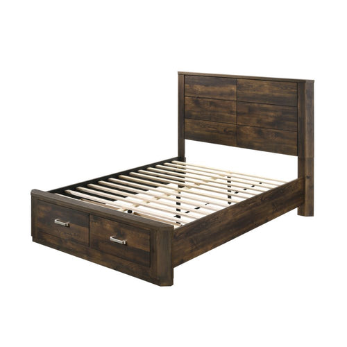 Elettra - Bed w/Storage Rustic Walnut Queen