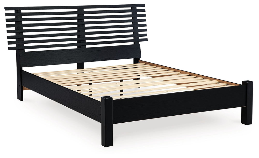 Danziar - Slat Panel Bed With Low Footboard Black