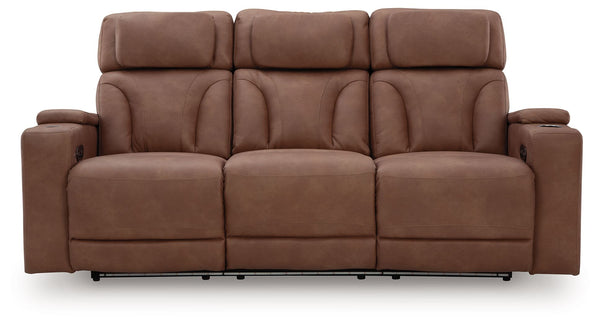 Clean-Slate - Caramel - Power Reclining Sofa / Adj Headrest