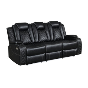 Orion II - Sofa With Dual Recliner Black Power Reclining