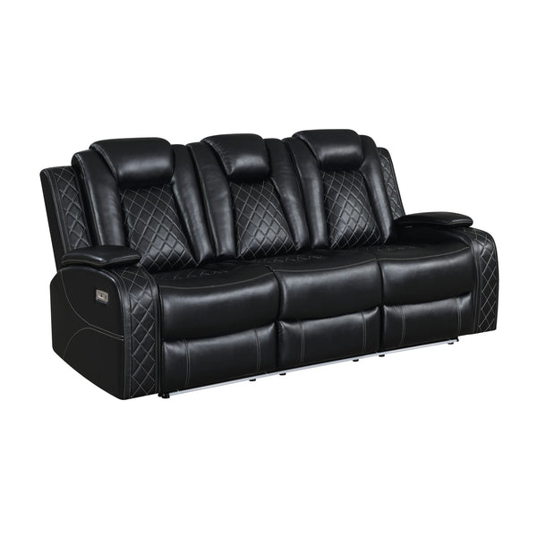 Orion II - Sofa With Dual Recliner Black Power Reclining