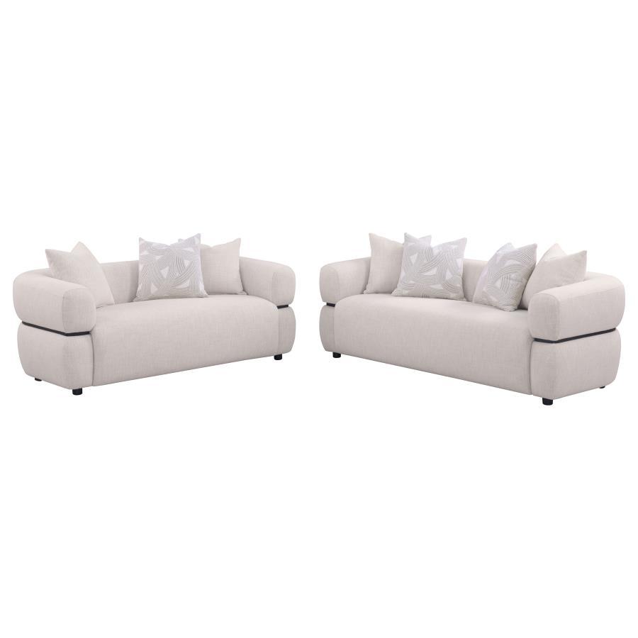 Jeanette - Fabric Upholstered Round Arm Sofa Set Beige 2 Pc. Sofa, Loveseat