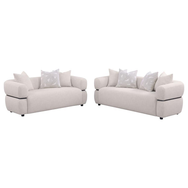 Jeanette - Fabric Upholstered Round Arm Sofa Set Beige 2 Pc. Sofa, Loveseat