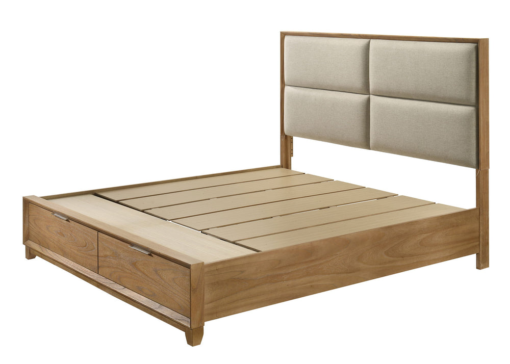 Florian - Platform Storage Bed Light Brown