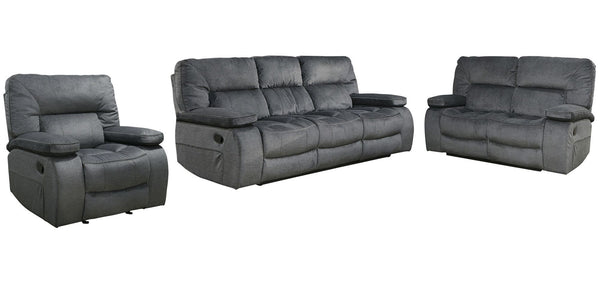 Chapman - Manual Reclining Sofa, Loveseat, Recliner Dark Gray 3 Pc. Sofa, Loveseat, Recliner