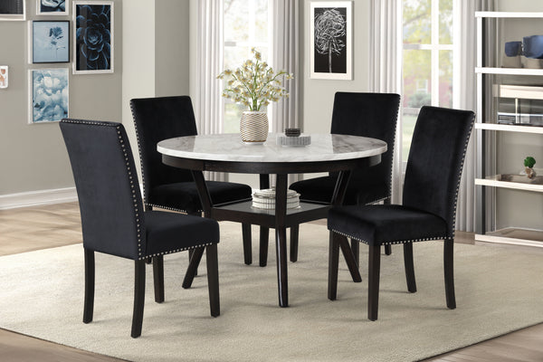 Celeste - Round Dining Table & 4 Chairs - Black