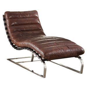 Qortini - Chaise Vintage Dark Brown Leather Match