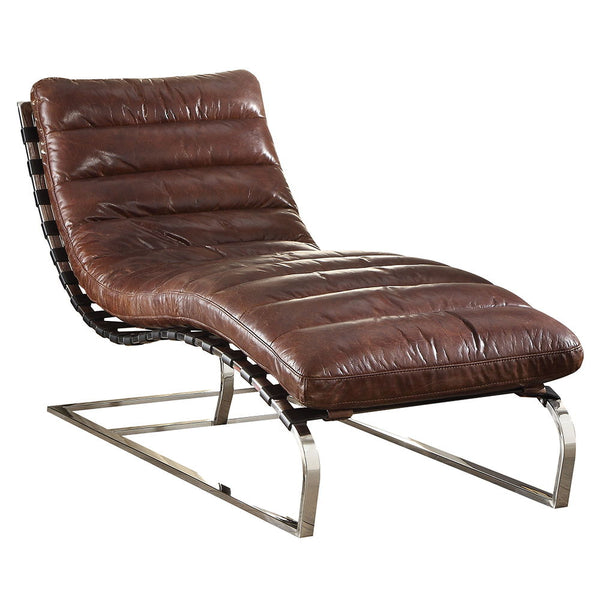 Qortini - Chaise Vintage Dark Brown Leather Match