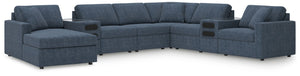 Modmax - Ink - Sectional Blue 8 Pc. Sectional With Laf Corner Chaise And Audio System Consoles