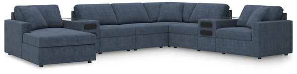 Modmax - Ink - Sectional Blue 8 Pc. Sectional With Laf Corner Chaise And Audio System Consoles