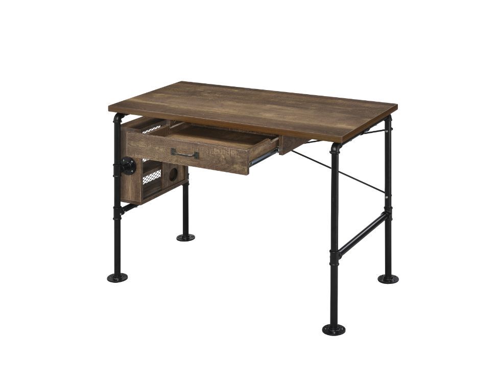 Endang - Writing Desk - Weathered Oak & Black Finish