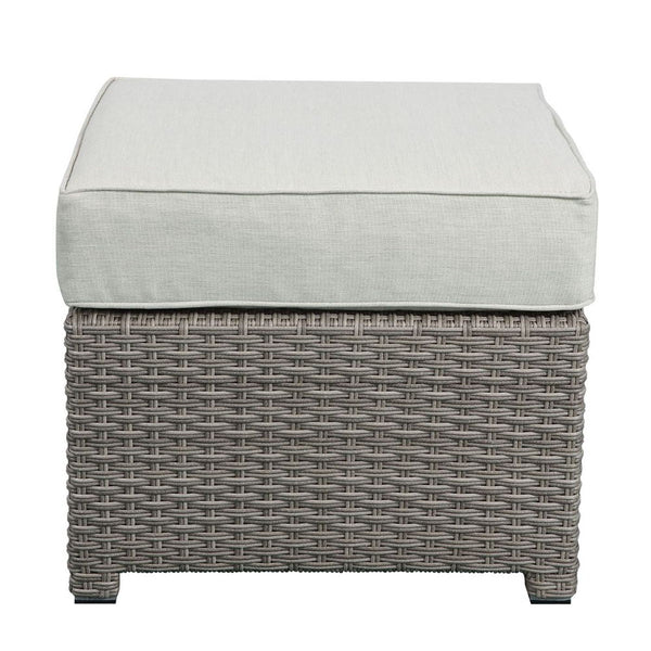 Salena - Patio Sofa & Ottoman - Beige Fabric & Gray Wicker - 26"