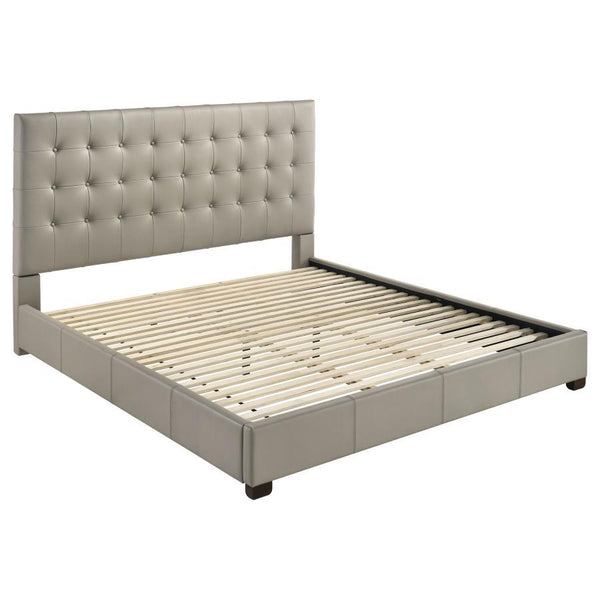Medley - Genuine Leather Platform Bed Gray King
