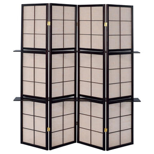 Iggy - 4-Panel Room Divider Folding Shoji Screen - Cappuccino
