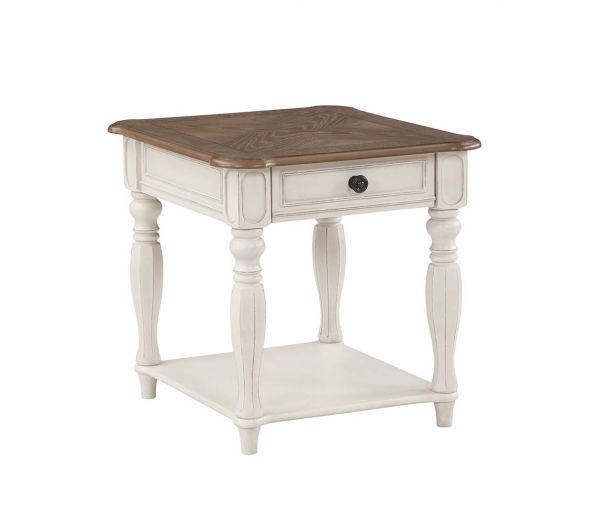 Florian - End Table - Oak & Antique White Finish