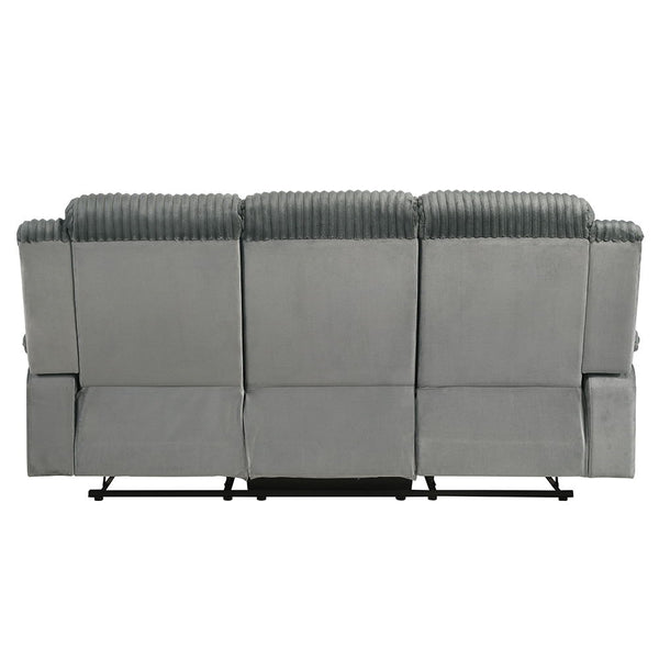 Lesley - Motion Sofa - Gray Corduroy & Velvet