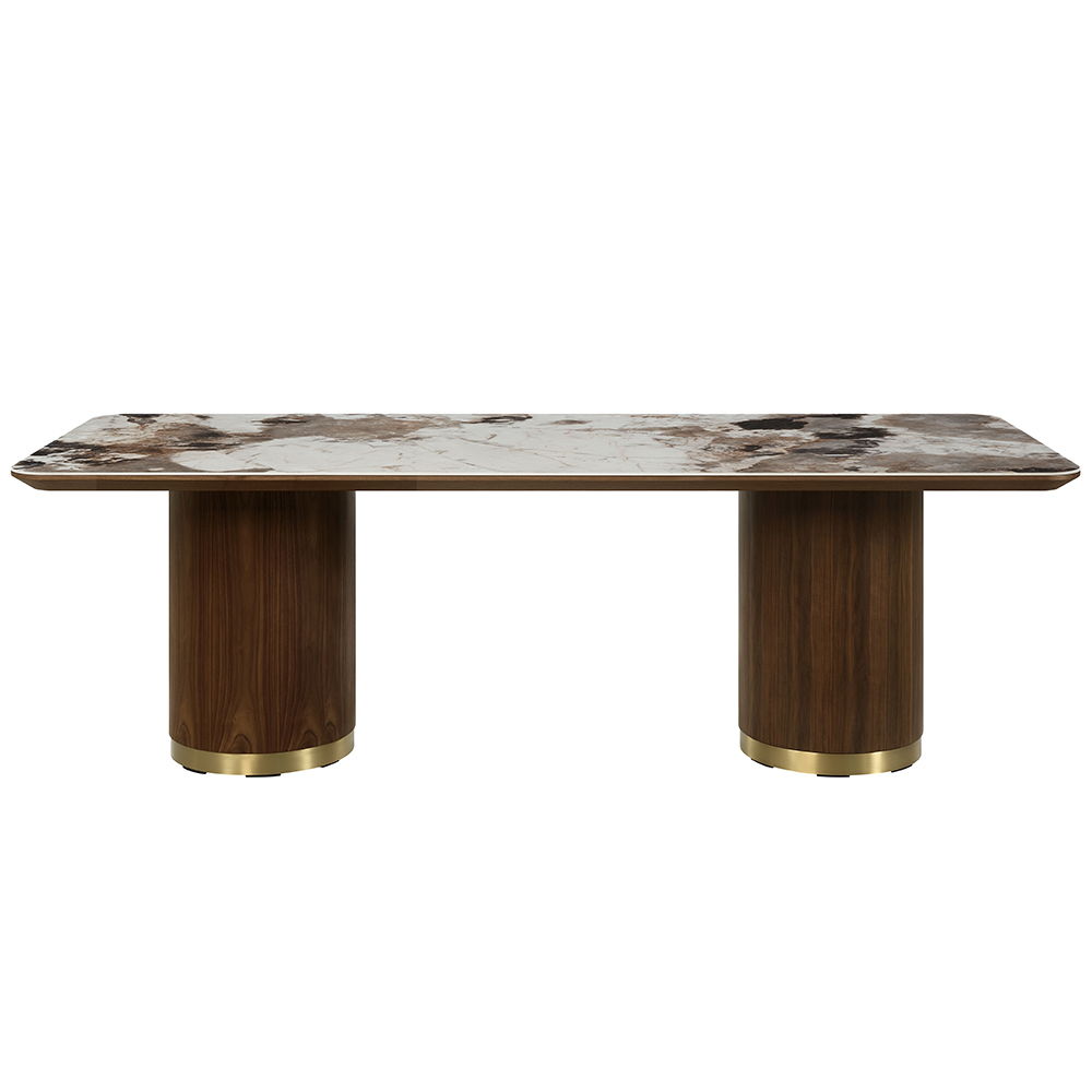 Willene - Dining Table With Ceramic Top Dark Brown 71"W x 35"D x 30"H