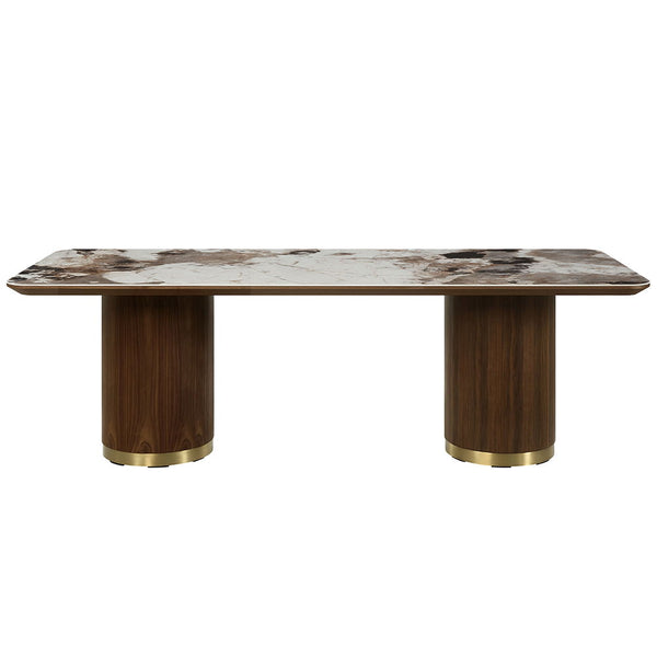 Willene - Dining Table With Ceramic Top Dark Brown 94"W x 39"D x 30"H