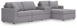 Modmax - Granite - Sectional Gray 4 Pc. Sectional With Raf Corner Chaise And Storage Console