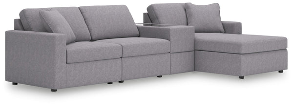 Modmax - Granite - Sectional Gray 4 Pc. Sectional With Raf Corner Chaise And Storage Console
