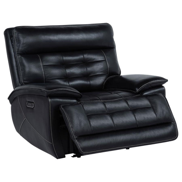 Hewitt - Leather Upholstered Dual Power Recliner Chair - Black